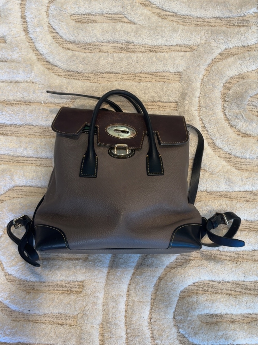 Dooney & Bourke Brown and Black Leather Backpack